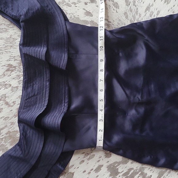 Bardot Revolve Athena Frill Navy Blue Satin Mini Dress SzXS - Picture 6 of 10